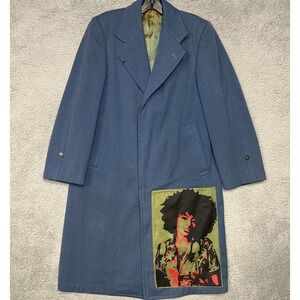 AIM Trench Coat Men's Sz M Blue Byas & Leon Tribes Of Joseph Outercoat *Rare*